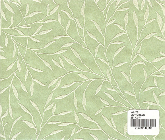 Flocked Willow Paper - Lily Green
