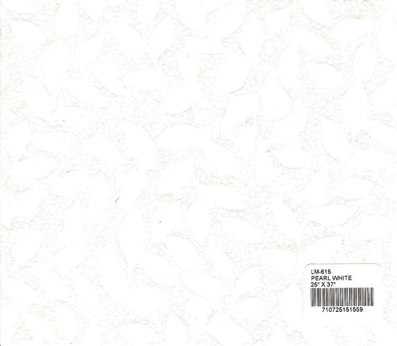Screenprinted Leaf Motif Paper - Pearl White