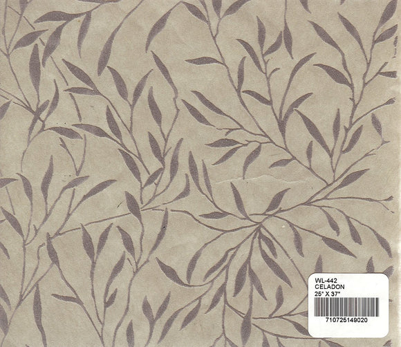 Flocked Willow Paper - Celadon